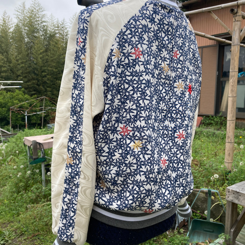 オーダー品】着物リメイクスカジャン リバーシブル 訪問着 刺繍