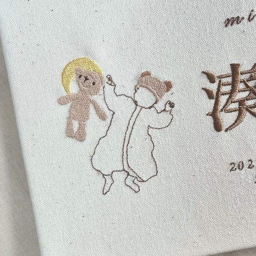 線画刺繍ボード お七夜 お食い初め 100日祝い 出産祝い 1歳ギフト 1歳