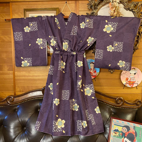 和洋折衷 着物 リメイク ワンピース ドレス 名古屋帯サッシュ