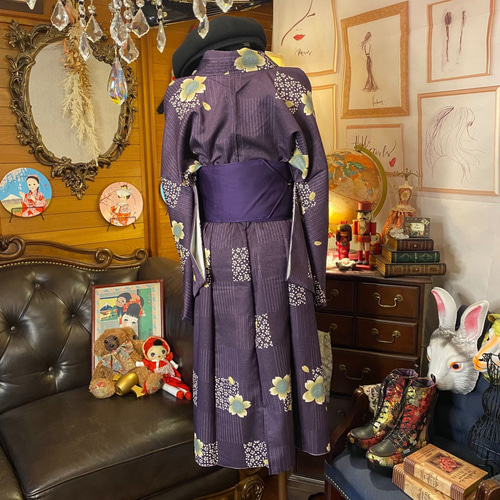 和洋折衷 着物 リメイク ワンピース ドレス 名古屋帯サッシュベルト 