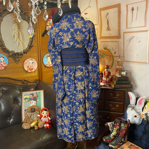 和洋折衷 着物 リメイク ワンピース ドレス 帯サッシュベルト