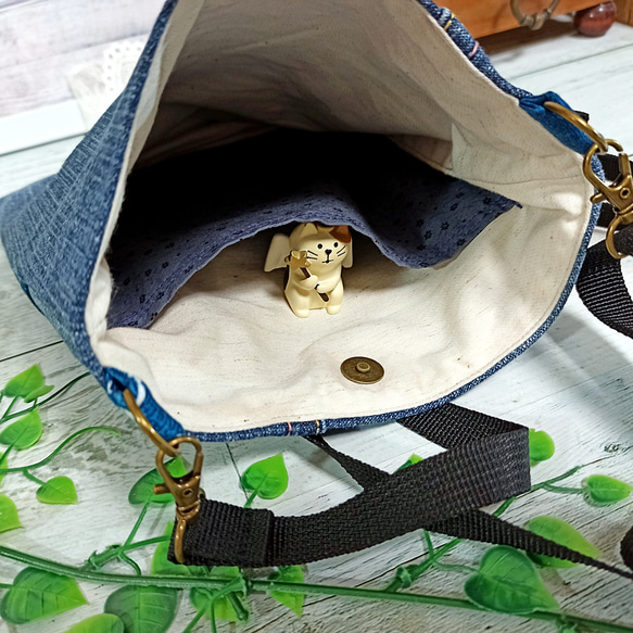 ＊SALE＊デニムリメイク サコッシュ(ポシェット) スターポケット☆彡 3枚目の画像
