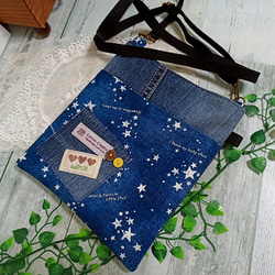 ＊SALE＊デニムリメイク サコッシュ(ポシェット) スターポケット☆彡 8枚目の画像