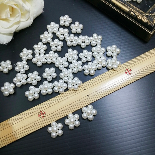 30個 パール編み お花モチーフ ハンドメイド パーツ 手芸 素材 パール