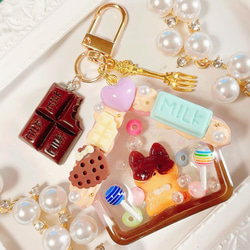 シャカシャカキーホルダー＊くまロリポップ2点オーダー4点＊シェイカー プリンくまロリポップ◇シャカシャカキーホルダー シェイカー