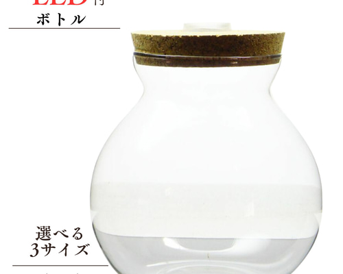 LEDライト付き コルク蓋 ガラスボトル 苔テラリウム 容器 ボトリウム
