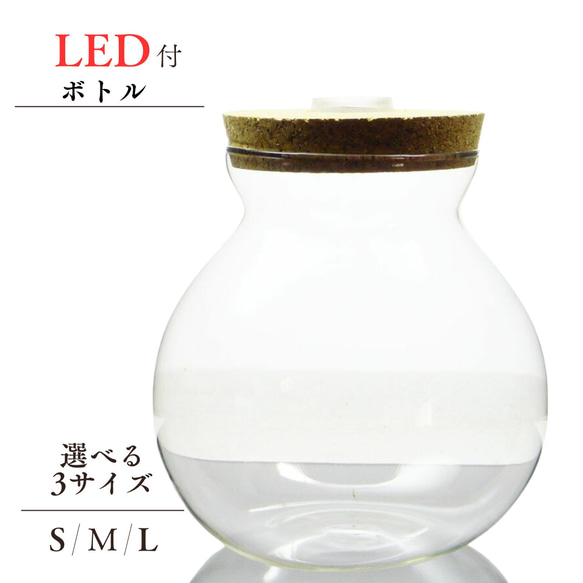 LEDライト付き コルク蓋 ガラスボトル 苔テラリウム 容器 ボトリウム ポット ボトル アクアリウム ボウル 1枚目の画像
