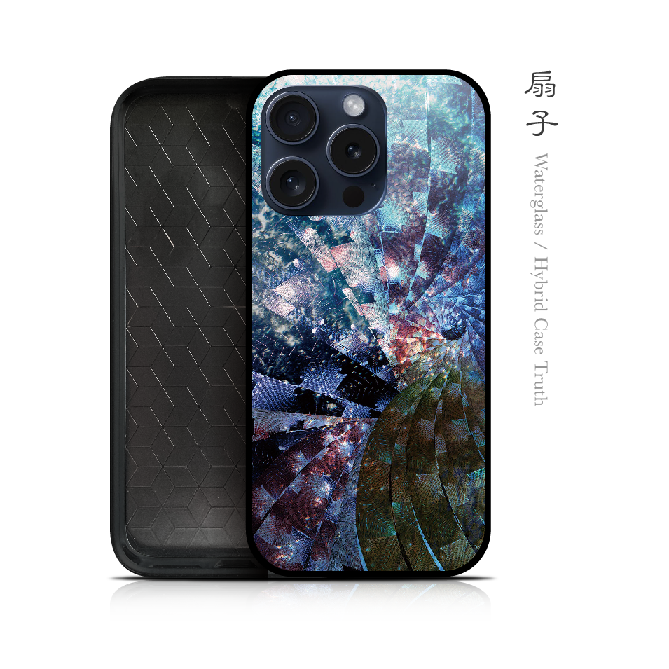 扇子 - 和風 角丸型 強化ガラスiPhoneケース / water【24SS】