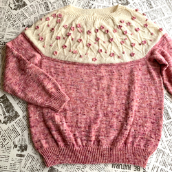 手編みサマーニットセーター（ピンク・ビーズつき） ニット
