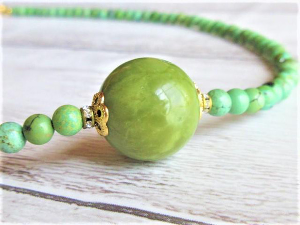 C41 トルコ石 ターコイズ グリーン ネックレス シンプル 緑 天然石  