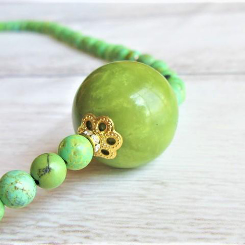 トルコ石 ターコイズ ネックレス ２３粒 ６６ｇ ターコイズグリーン 緑松石 トルコ石 ターコイズ ネックレス 23粒 66g ターコイズ