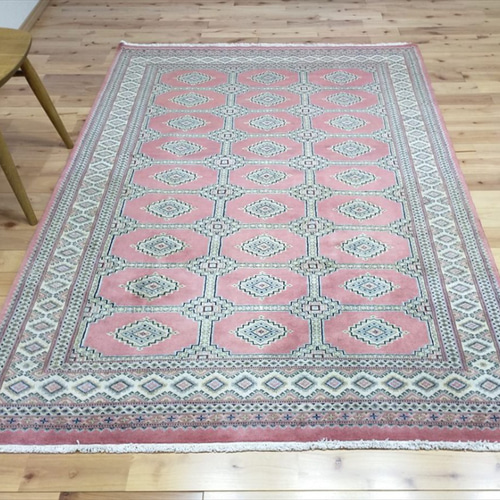 パキスタン絨毯 ラグ 194x139cm 軽くて畳める手織りラグ ピンク パキスタン絨毯 ラグ 194x139cm 軽くて畳める手織りラグ ピンク