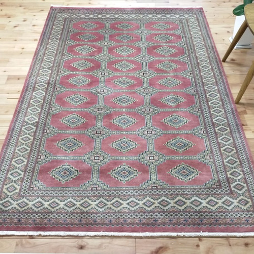 パキスタン絨毯 ラグ 194x139cm 軽くて畳める手織りラグ ピンク パキスタン絨毯 ラグ 194x139cm 軽くて畳める手織りラグ ピンク
