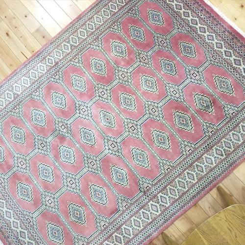 パキスタン絨毯 ラグ 194x139cm 軽くて畳める手織りラグ ピンク パキスタン絨毯 ラグ 194x139cm 軽くて畳める手織りラグ ピンク