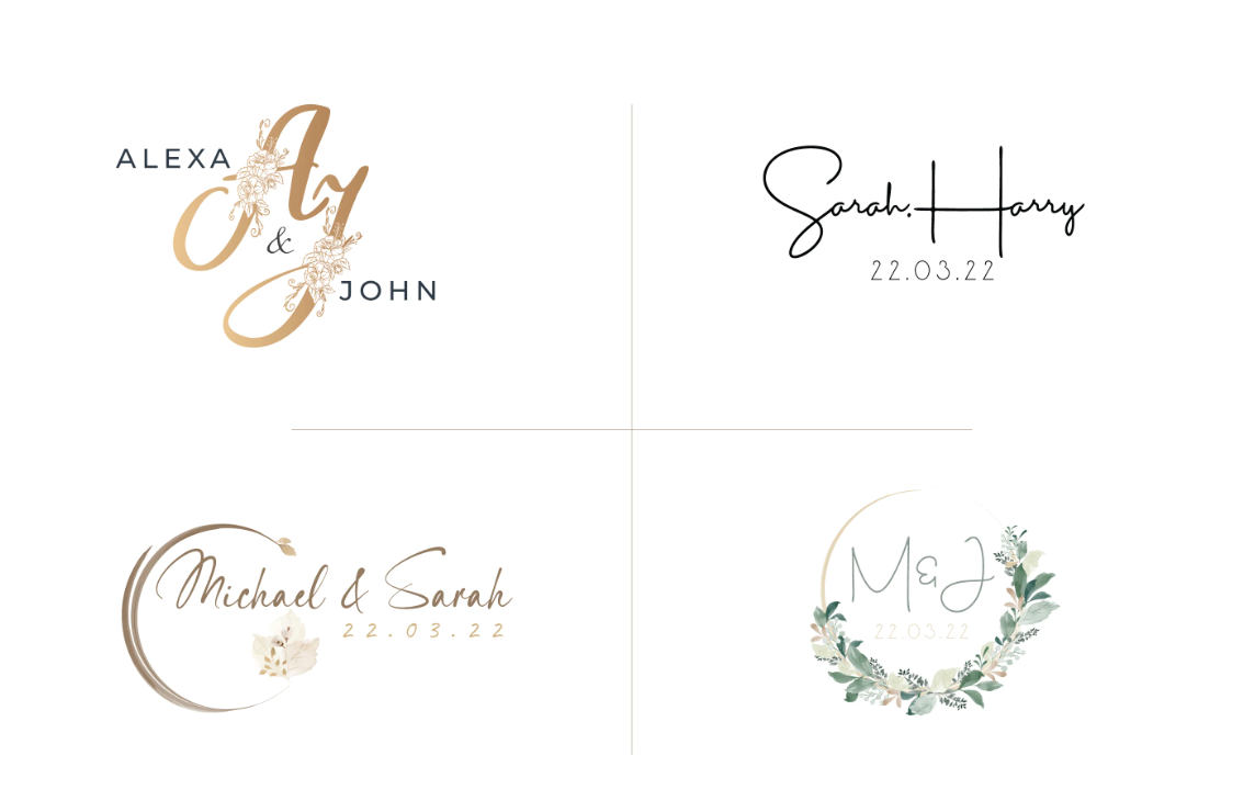 【修正無制限】海外風♡結婚式ペーパーアイテム用ロゴ２つ　結婚式のペーパーアイテムやウェルカムボード等に【データ納品】 8,640円