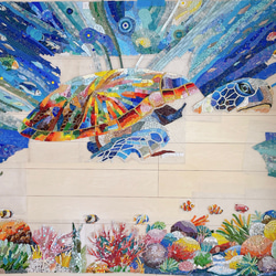 壁面　アートモザイク　ガラス　タイル　モザイクアート　壁面装飾　海　店舗　外壁 11枚目の画像