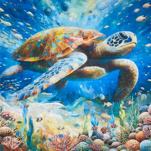 美品 ウミガメのタイルアート 美品 ウミガメのタイルアート ウミガメのタイル | リビング