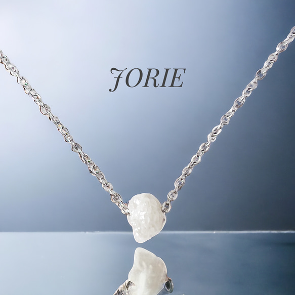 【JORIE】天然ホワイトダイヤモンドの原石　ダイヤモンドネックレス　サージカルステンレス刻印　　母の日 1枚目の画像
