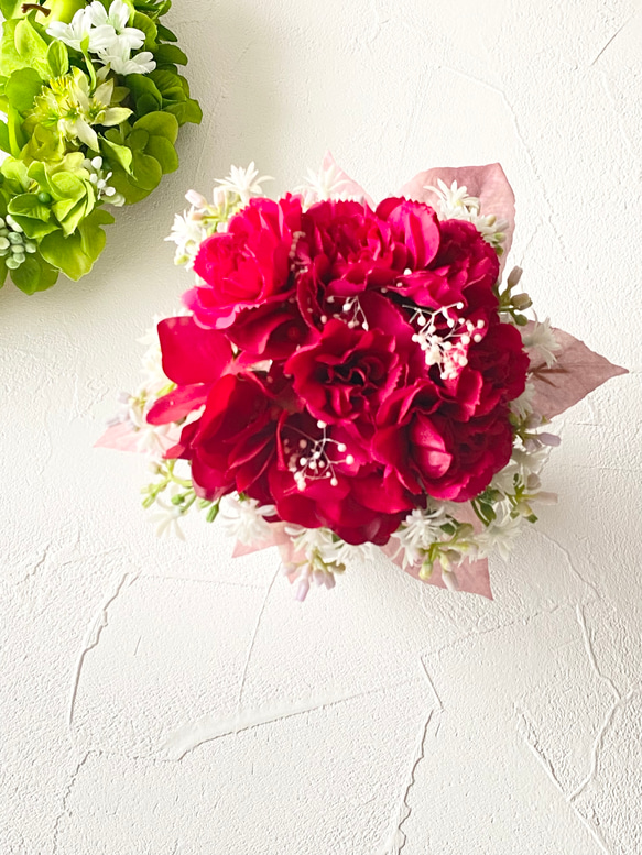 【母の日】カーネーション　フラワーアレンジ　プレゼント　⭐︎枯れないお花⭐︎花器付 2枚目の画像