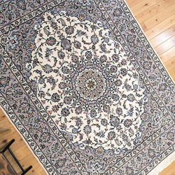 ペルシャ絨毯カシャーン産　アイボリー ベージュ ホワイト 205×145cm 5大産地 エレガント 華やか 12枚目の画像