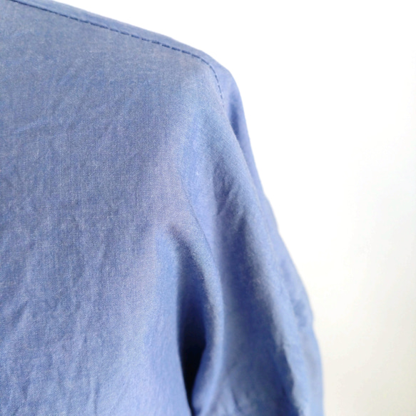 再販！× 5  新！さわやかなブルーのシャツトップ  しなやかなコットンテンセル  ブルーシャンブレー 15枚目の画像