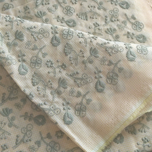 C&S field of flower ミナペルホネン《check pinkish yellow》 生地