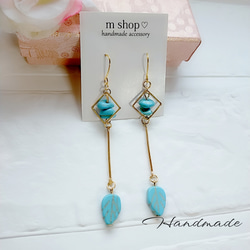 ターコイズ ハンドメイドピアス ピアス（フック・チェーン） m shop