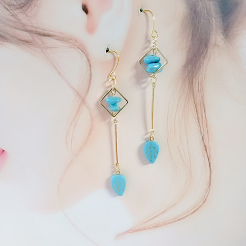 『5068』ハンドメイドピアス ターコイズ ハンドメイドピアス ピアス（フック・チェーン） m shop