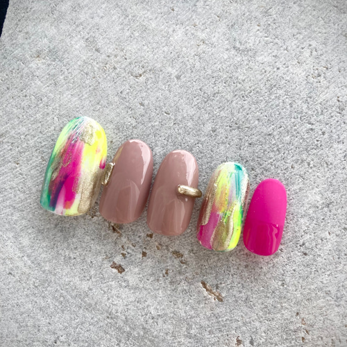 ネイルチップ ニュアンスネイル✖️ネオンカラー ネイルチップ