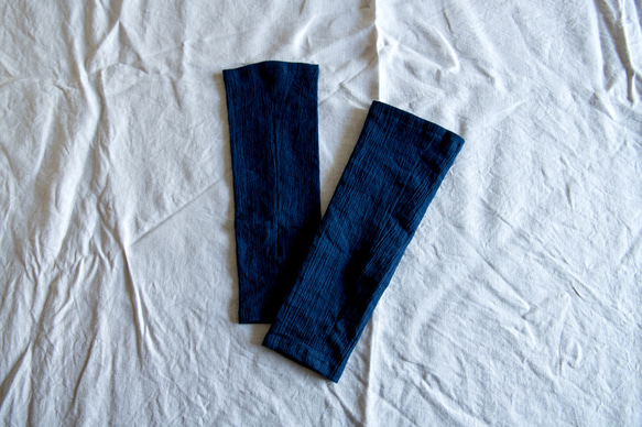 [靛藍/柳編織布料] 遮陽臂套 有機棉 第9張的照片