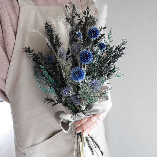 ドライフラワーブーケ/ルリタマアザミ/ドライフラワースワッグ/ブーケ