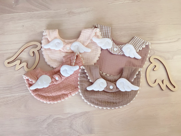 ハンドメイドスタイ　花びらスタイ　天使の羽スタイ　狼エリ 楽天市場】lien de famille リヤン ド ファミーユ もこもこ天使