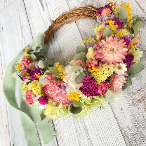 ◇ドライフラワーリース◇ナチュラルリース◇母の日ギフト◇ BunBunBee 母の日 2025 ギフト 花 プレゼント リース ナチュラル