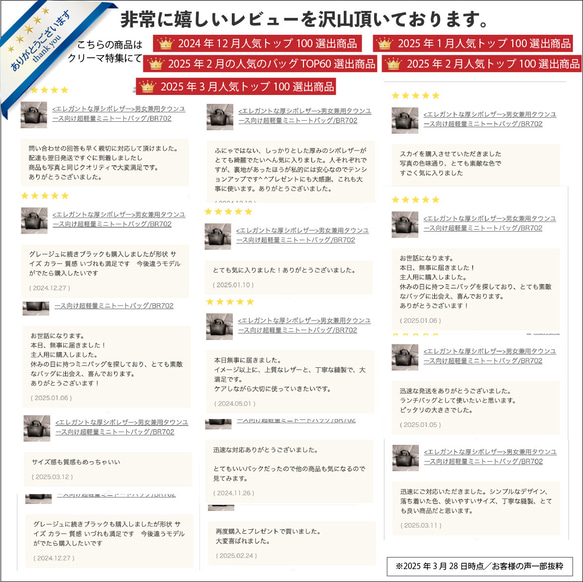 <エレガントな厚シボレザー>男女兼用タウンユース向け超軽量ミニトートバッグ/BR702 19枚目の画像