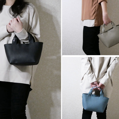 MS702-BlueGray 超軽量ミニトートバッグ 上質なプルアップレザー>男女兼用タウンユース向け超軽量ミニトート