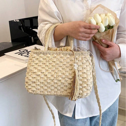 母の日 ストロー 編み込み 夏用 レディース トートバッグ かご