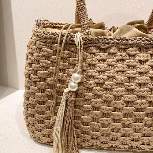 母の日 ストロー 編み込み 夏用 レディース トートバッグ かご