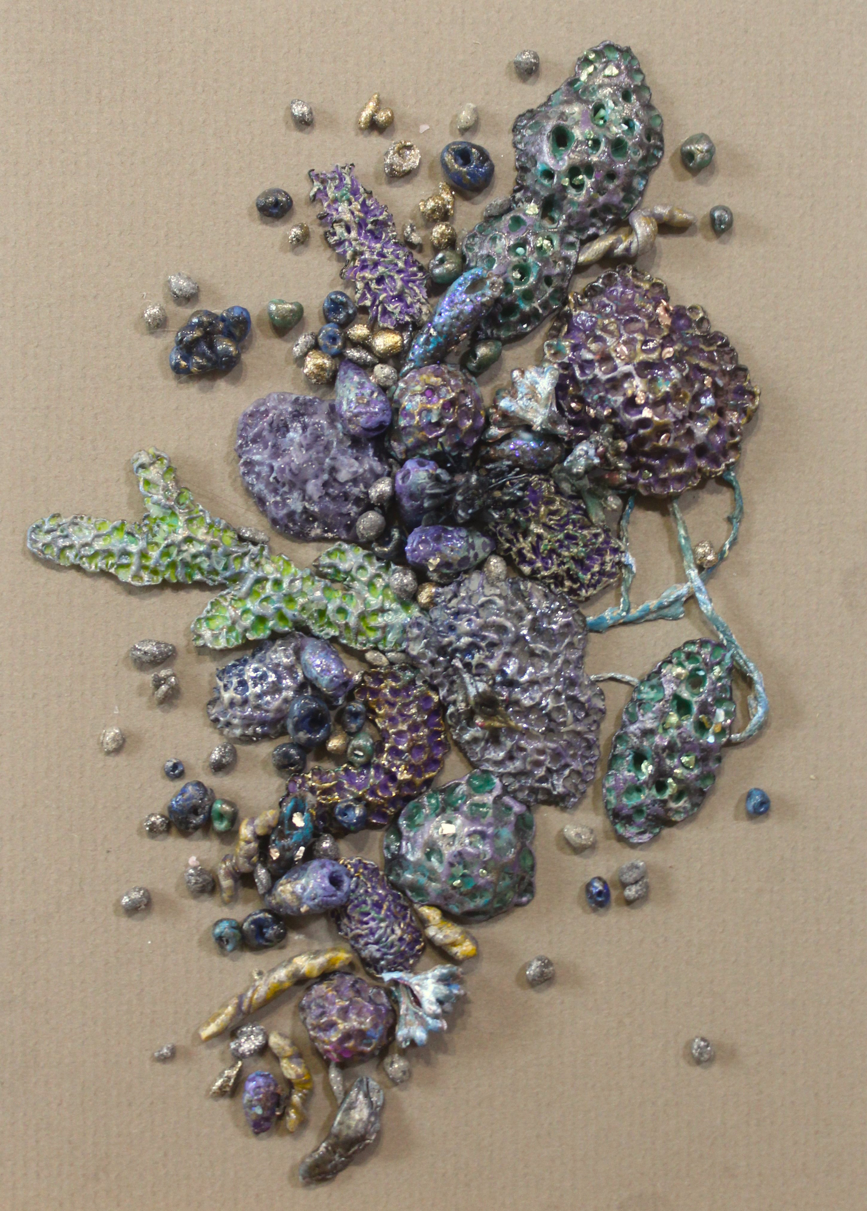 【一点物】「Bloom」粘土でできたフレームアート　絵画 ウォールアート 抽象 アート アンティーク