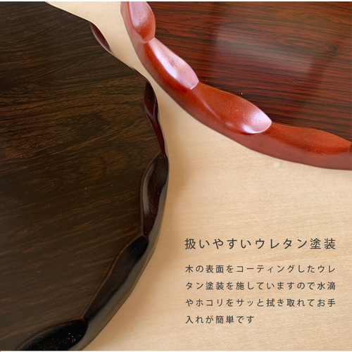 ハート型 水石 黒茶模様 木製台座付き 花台 木製 敷板 飾り台 並丸型足付 6号 18cm 黒檀調 結婚祝 父の