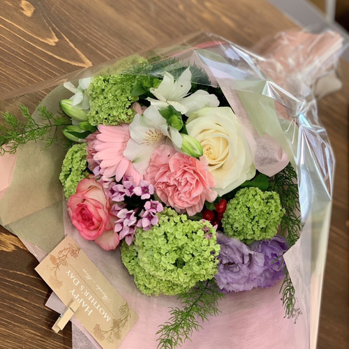 ナチュラルピンク系ミックスおまかせ花束 Lサイズ プリザーブド