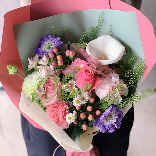 花束さま ナチュラルピンク系ミックスおまかせ花束 Lサイズ プリザーブド