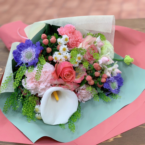 花束さま ナチュラルピンク系ミックスおまかせ花束 Lサイズ プリザーブド