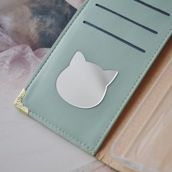 猫が戯れる手帳型スマホケース『♡Jewelry Box♡』 mintgreen　珍しい機種もOK 10枚目の画像