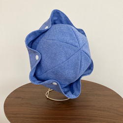 ブルーデニムカラーのセーラーハット　こどもサイズ（ベビー＆キッズの帽子）夏の紫外線や熱中症対策にも　※くま耳に変更可能 10枚目の画像
