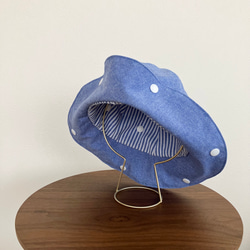 ブルーデニムカラーのセーラーハット　こどもサイズ（ベビー＆キッズの帽子）夏の紫外線や熱中症対策にも　※くま耳に変更可能 12枚目の画像