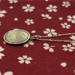 真鍮 古銭ネックレス 50銭/桜/メンズアクセサリー コインネックレス/男性へのプレゼント 5枚目の画像