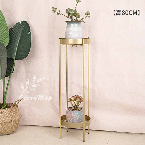 花瓶・フラワースタンド gl フラワースタンド 2段 ゴールド 大 直径25cmx高さ80cm 植木鉢