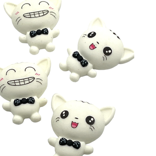 アクリルパーツ デコ ネコ 同タイプ2個 ネクタイ リボン キュート