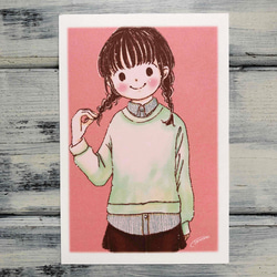 みつあみ女の子 ポストカード no.20012 1枚目の画像