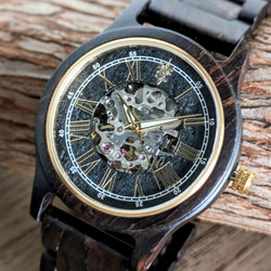 【木製腕時計】EINBAND Frieden Ebony Wood エボニーウッド 自動巻き木製腕時計 40mm 3枚目の画像